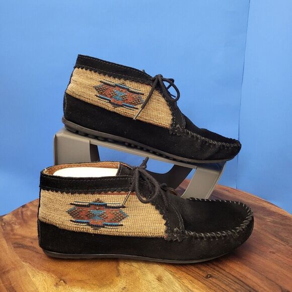 Minnetonka El Paso Moccasin Ankle Boot Black Suede Southwestern Women's 8.5 - Picture 4 of 13